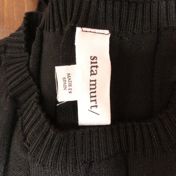 Sita Murt Spain Women's S Black Ribbed Sweater Top Sleeveless Stretch Viscose - Picture 8 of 10